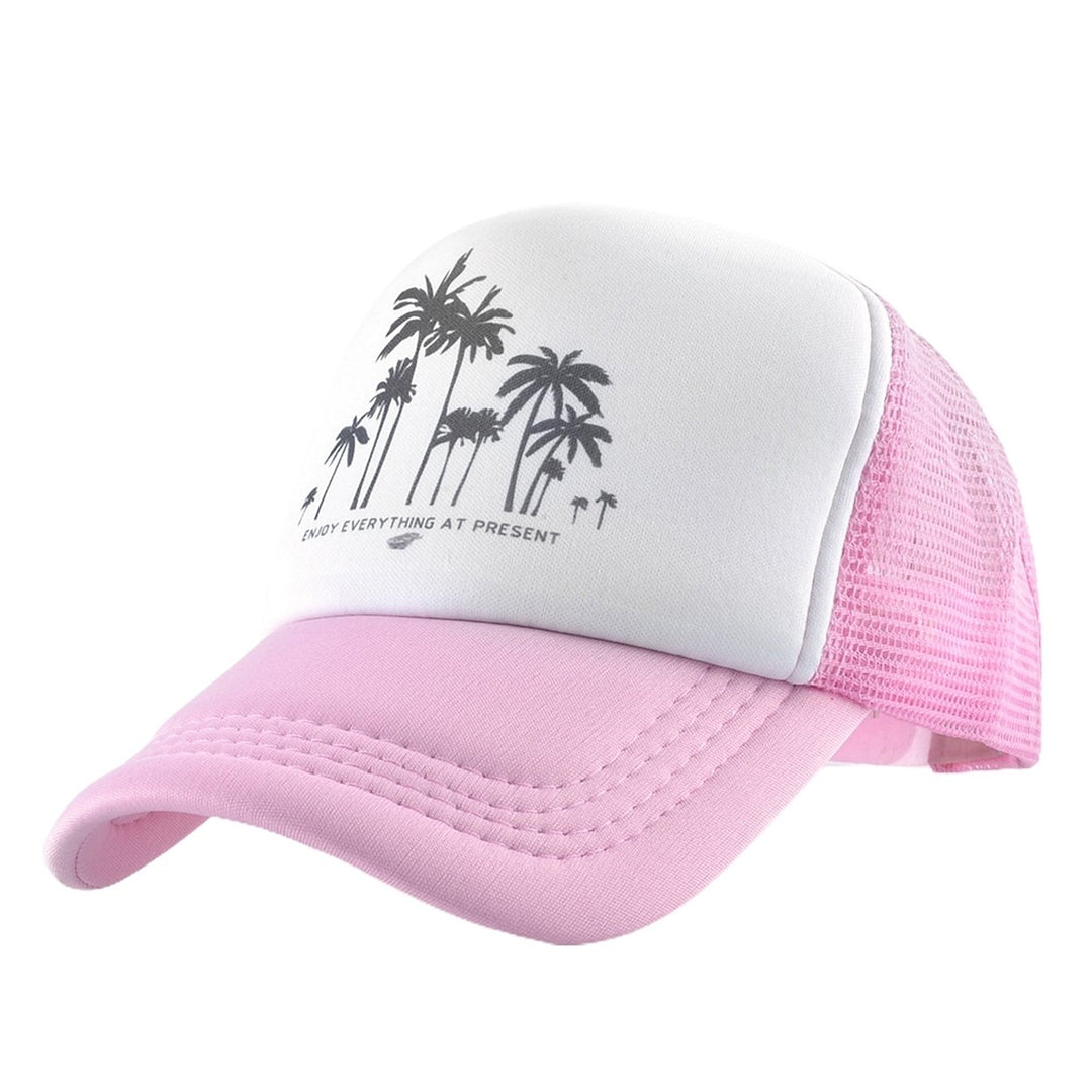 Men Baseball Hat Hollow Out Breathable Mesh Coconut Tree Print Long Brim Sunscreen Baseball Sport Summer Trucker Hat Image 10