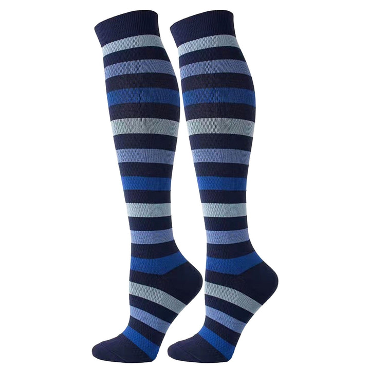 1 Pair Women Men Stockings Striped Contrast Color Compression Slimming Anti-slip Keep Warm High Image 6