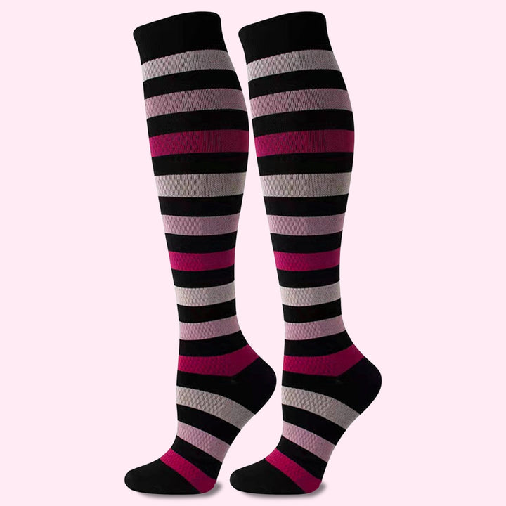 1 Pair Women Men Stockings Striped Contrast Color Compression Slimming Anti-slip Keep Warm High Image 8