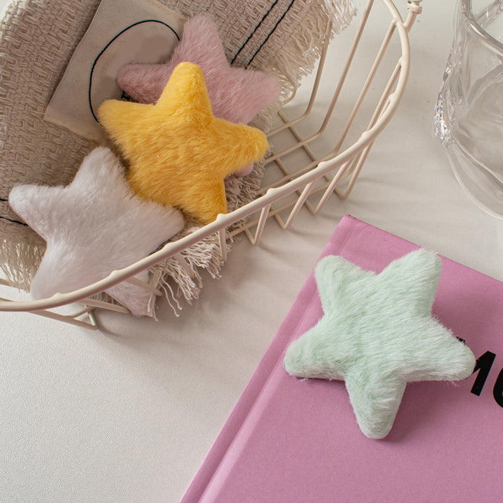 4 Pcs Star Hairpins Solid Color Fluffy Fuzzy Soft Anti-slip Hair Decor Portable Sweet Style Pentagram Bangs Clips Hair Image 7