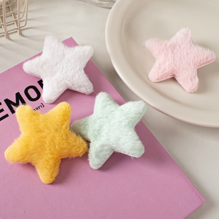 4 Pcs Star Hairpins Solid Color Fluffy Fuzzy Soft Anti-slip Hair Decor Portable Sweet Style Pentagram Bangs Clips Hair Image 11