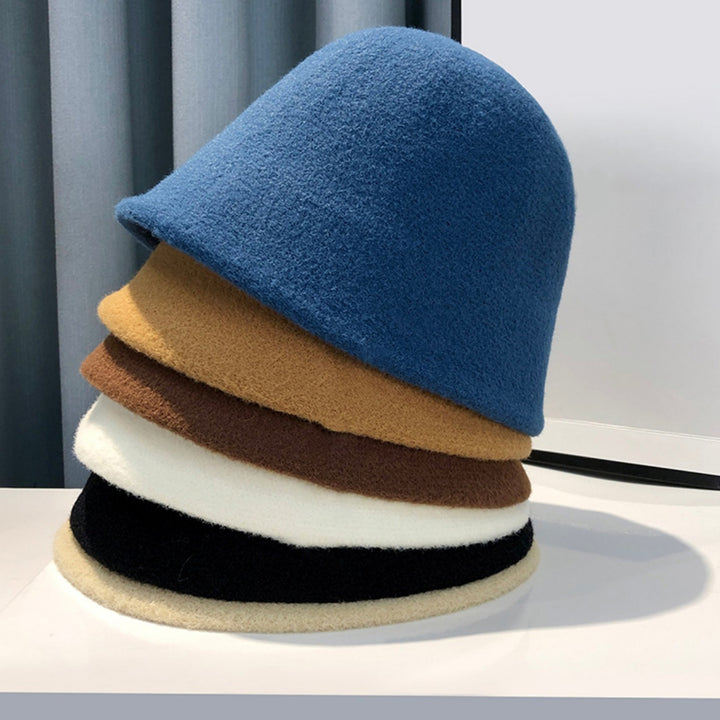 Round Dome Short Brim Thick Warm Bucket Hat Women Winter Knitting Wool Basin Hat Fashion Accessories Image 8