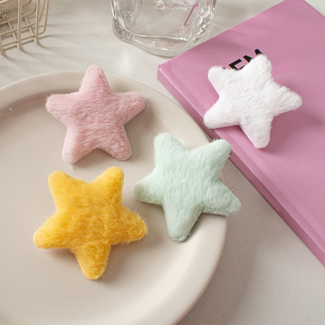 4 Pcs Star Hairpins Solid Color Fluffy Fuzzy Soft Anti-slip Hair Decor Portable Sweet Style Pentagram Bangs Clips Hair Image 12