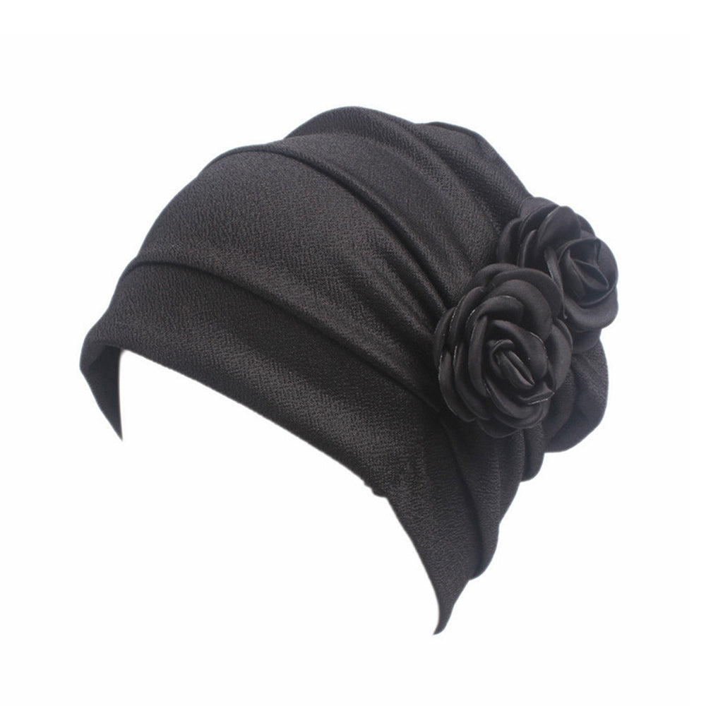 Women Hat No Brim Wind-proof Comfortable Touch Good Stretchy Flower Design Keep Warm Breathable Women Soft Comfy Beanie Image 2