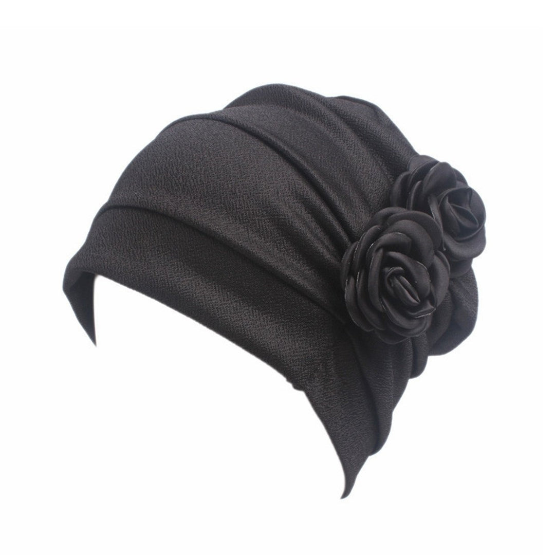 Women Hat No Brim Wind-proof Comfortable Touch Good Stretchy Flower Design Keep Warm Breathable Women Soft Comfy Beanie Image 1