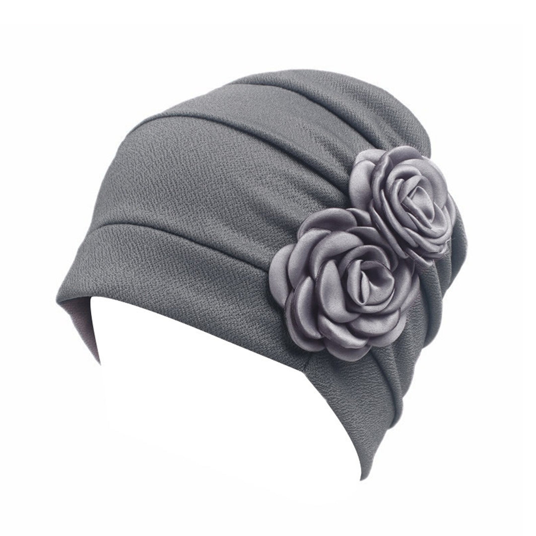 Women Hat No Brim Wind-proof Comfortable Touch Good Stretchy Flower Design Keep Warm Breathable Women Soft Comfy Beanie Image 3