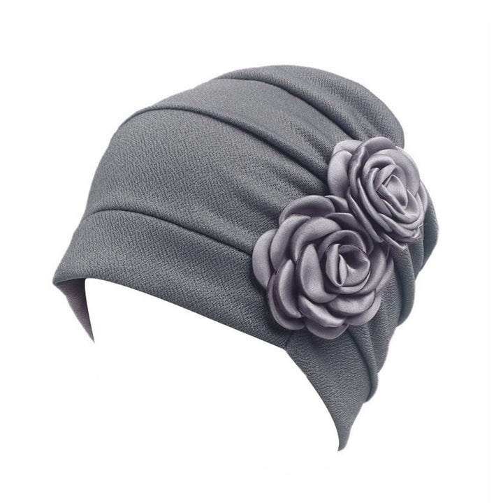 Women Hat No Brim Wind-proof Comfortable Touch Good Stretchy Flower Design Keep Warm Breathable Women Soft Comfy Beanie Image 1