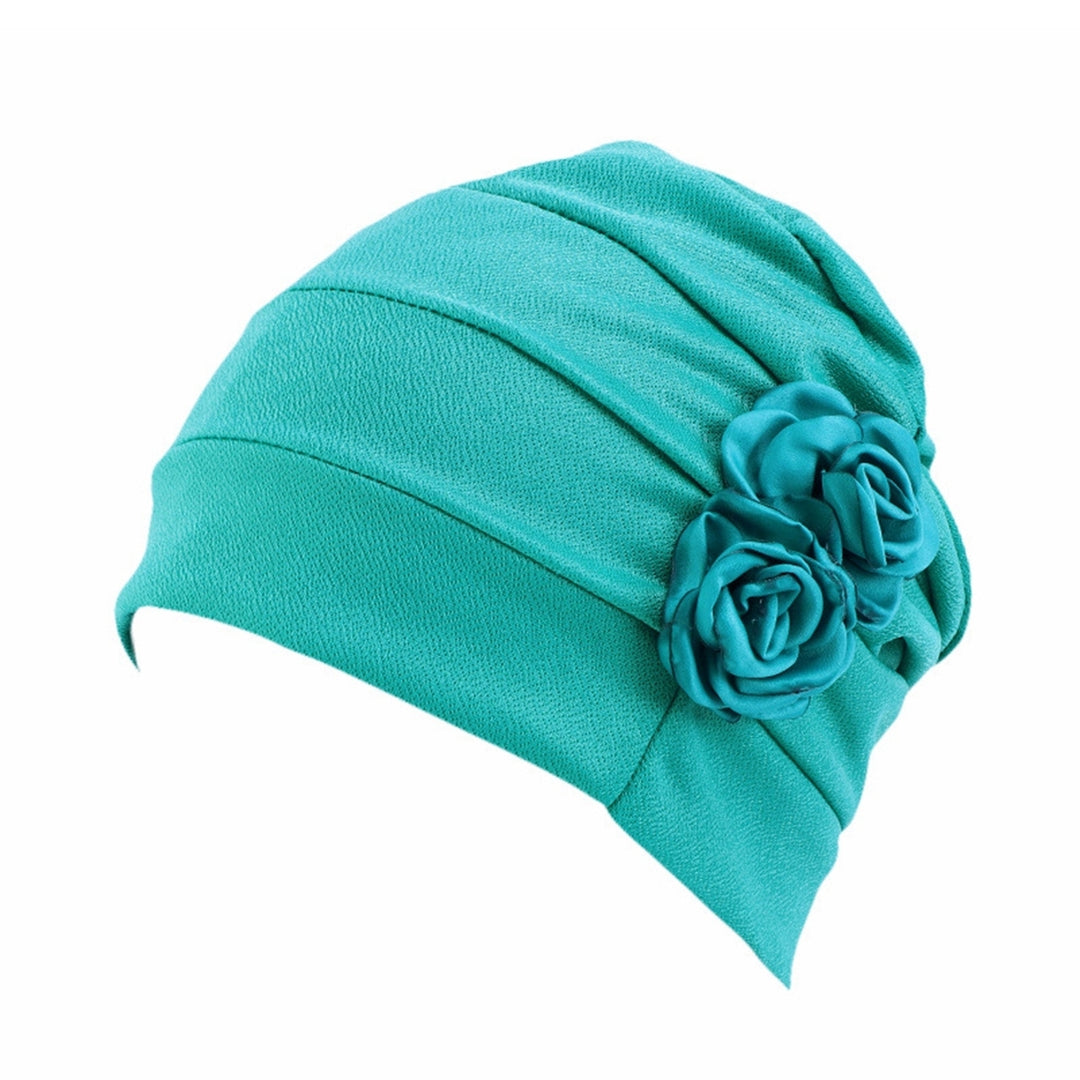 Women Hat No Brim Wind-proof Comfortable Touch Good Stretchy Flower Design Keep Warm Breathable Women Soft Comfy Beanie Image 4