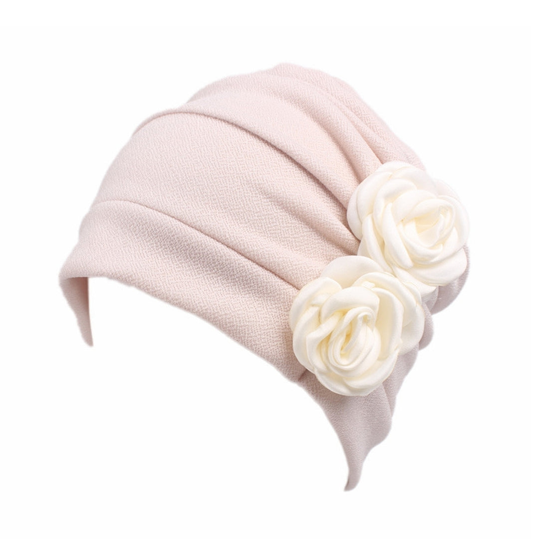 Women Hat No Brim Wind-proof Comfortable Touch Good Stretchy Flower Design Keep Warm Breathable Women Soft Comfy Beanie Image 4