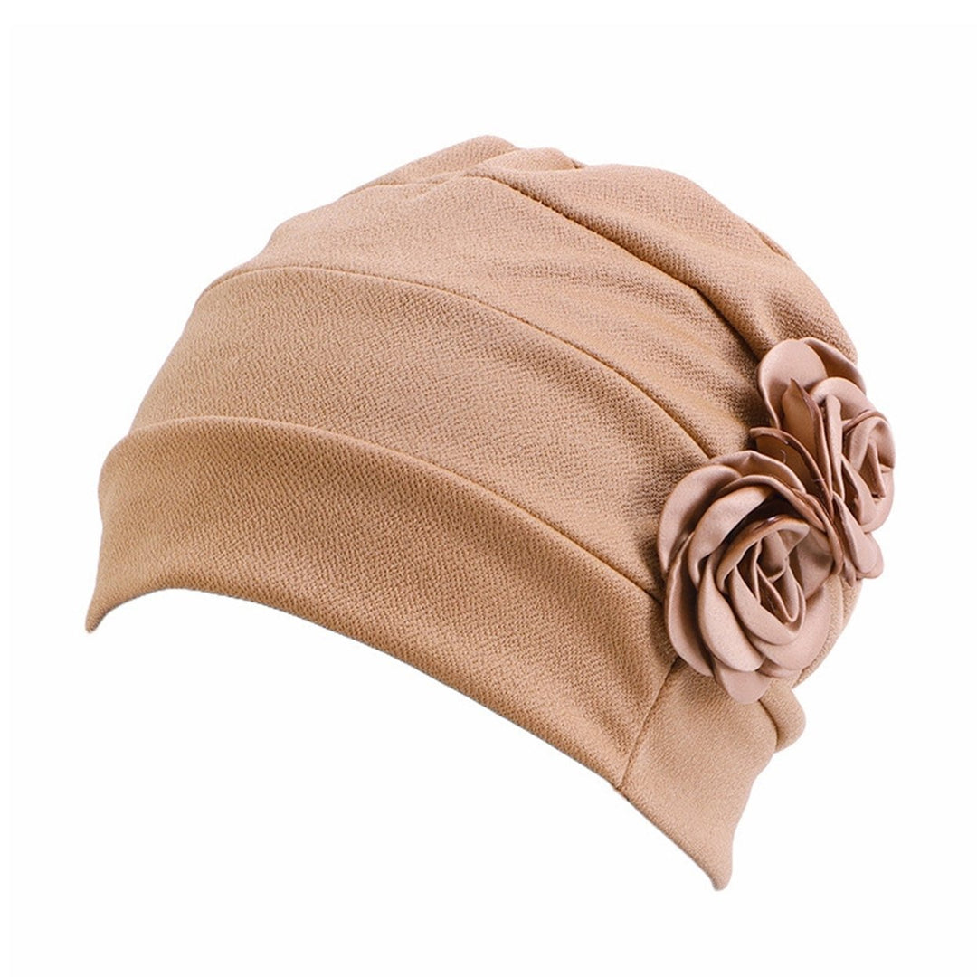 Women Hat No Brim Wind-proof Comfortable Touch Good Stretchy Flower Design Keep Warm Breathable Women Soft Comfy Beanie Image 1