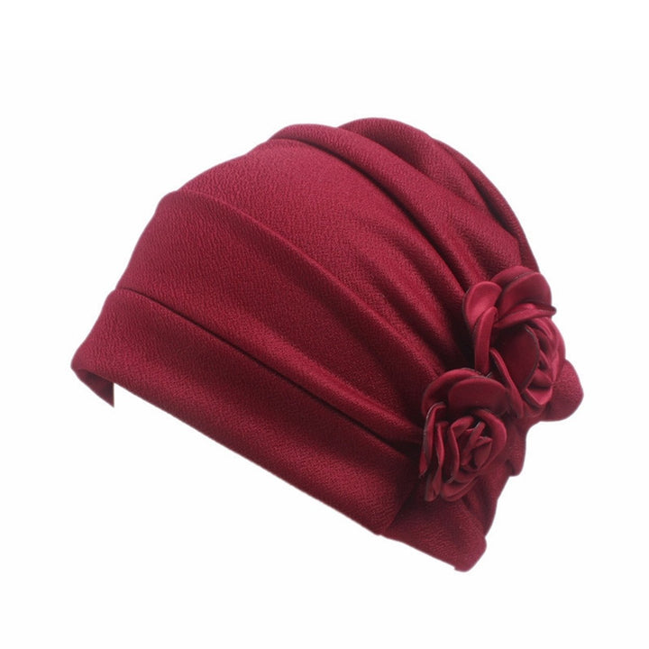 Women Hat No Brim Wind-proof Comfortable Touch Good Stretchy Flower Design Keep Warm Breathable Women Soft Comfy Beanie Image 1