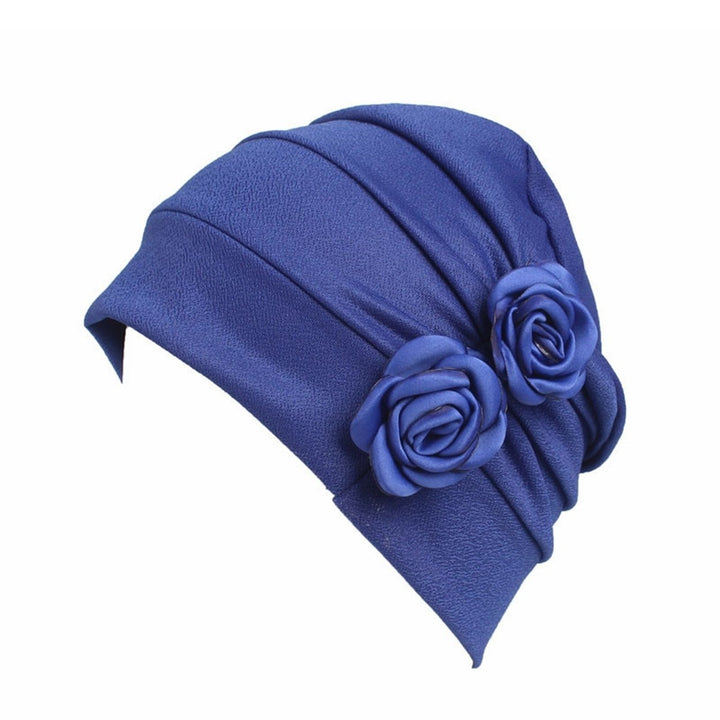 Women Hat No Brim Wind-proof Comfortable Touch Good Stretchy Flower Design Keep Warm Breathable Women Soft Comfy Beanie Image 1