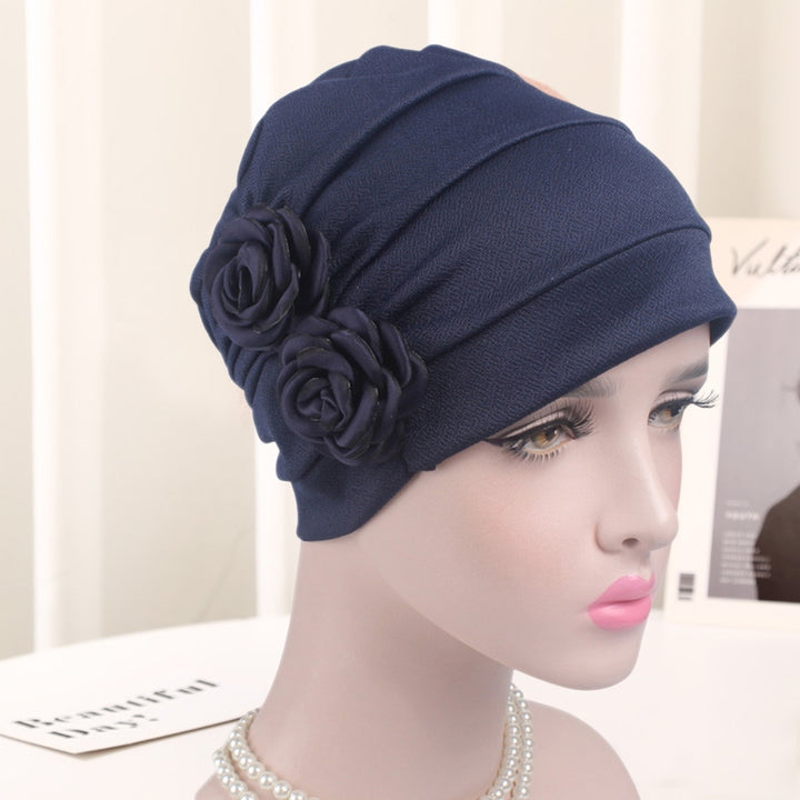 Women Hat No Brim Wind-proof Comfortable Touch Good Stretchy Flower Design Keep Warm Breathable Women Soft Comfy Beanie Image 12