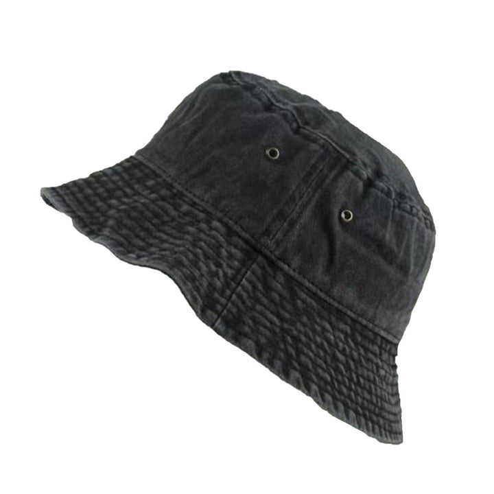 Wide Brim Solid Color Bucket Hat Unisex Denim Washed Basin Hat Fashion Accessories Image 1