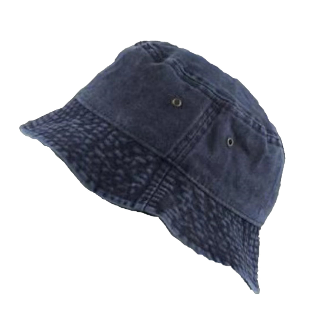 Wide Brim Solid Color Bucket Hat Unisex Denim Washed Basin Hat Fashion Accessories Image 6