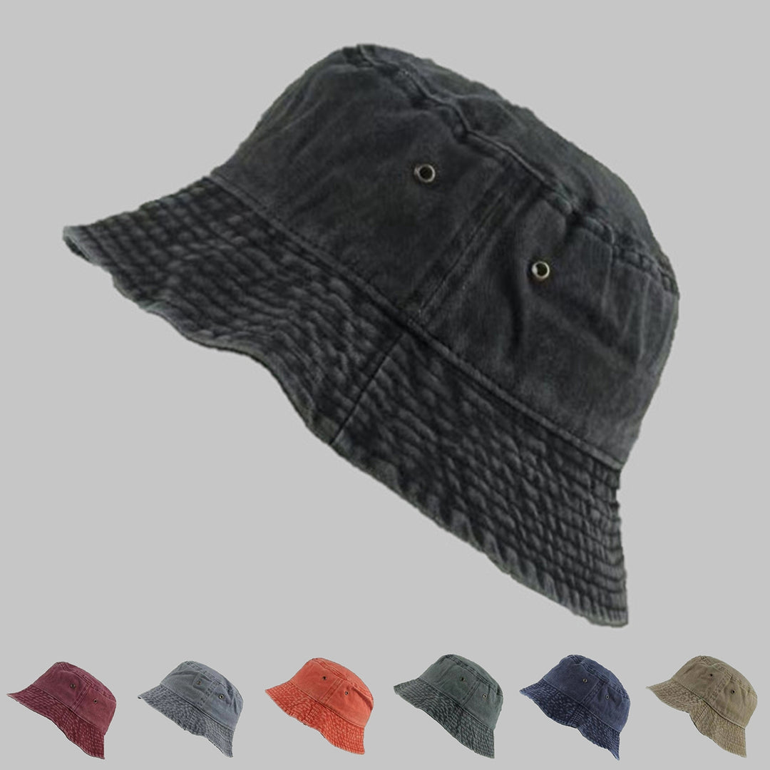 Wide Brim Solid Color Bucket Hat Unisex Denim Washed Basin Hat Fashion Accessories Image 8