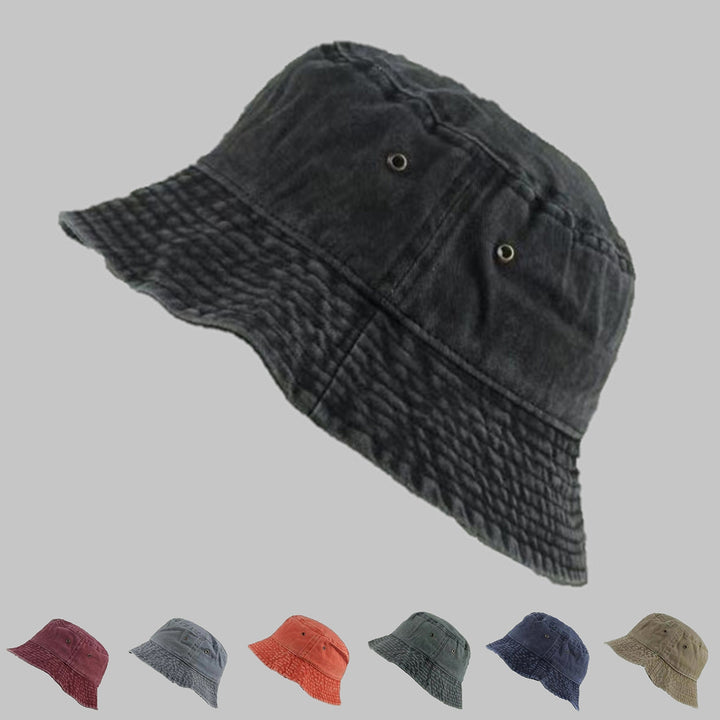 Wide Brim Solid Color Bucket Hat Unisex Denim Washed Basin Hat Fashion Accessories Image 8