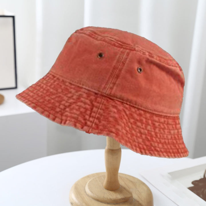 Wide Brim Solid Color Bucket Hat Unisex Denim Washed Basin Hat Fashion Accessories Image 10