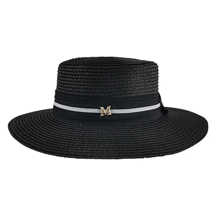 Wide Brim Letter M Decor Straw Hat Foldable Summer Women Beach Sun Hat Fashion Accessories Image 2