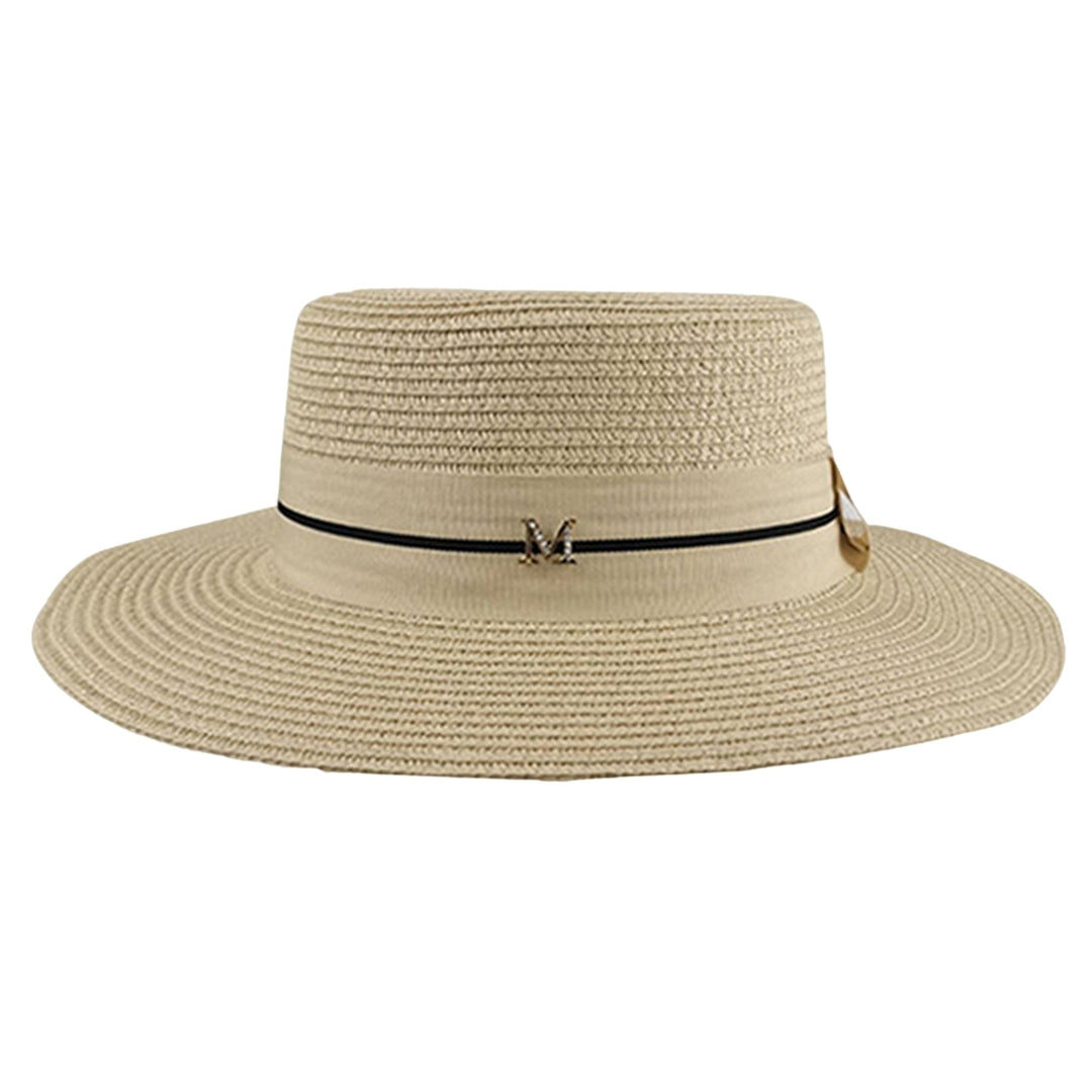 Wide Brim Letter M Decor Straw Hat Foldable Summer Women Beach Sun Hat Fashion Accessories Image 6