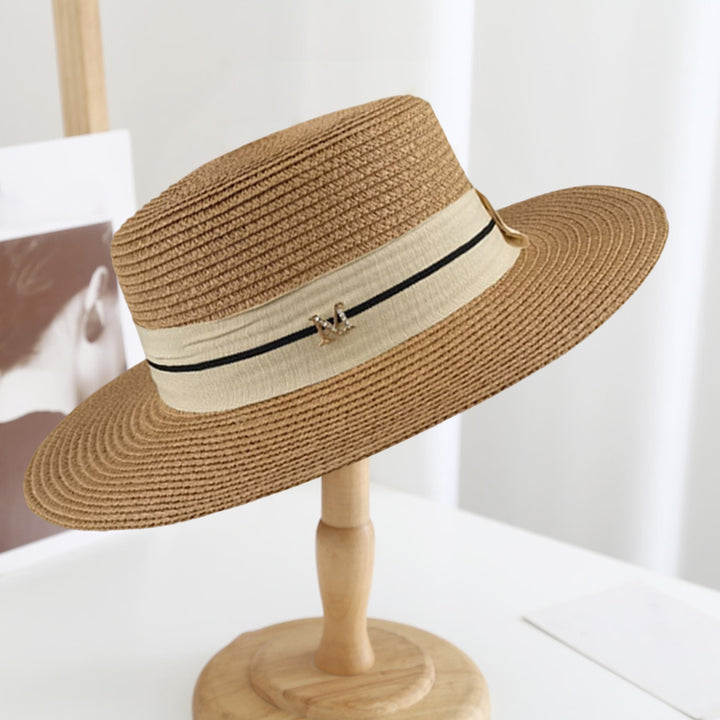 Wide Brim Letter M Decor Straw Hat Foldable Summer Women Beach Sun Hat Fashion Accessories Image 8