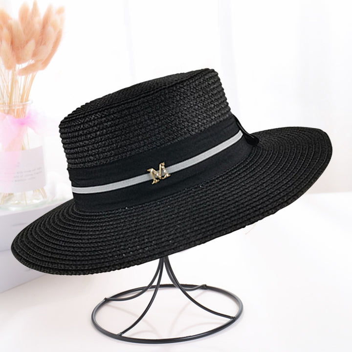 Wide Brim Letter M Decor Straw Hat Foldable Summer Women Beach Sun Hat Fashion Accessories Image 9