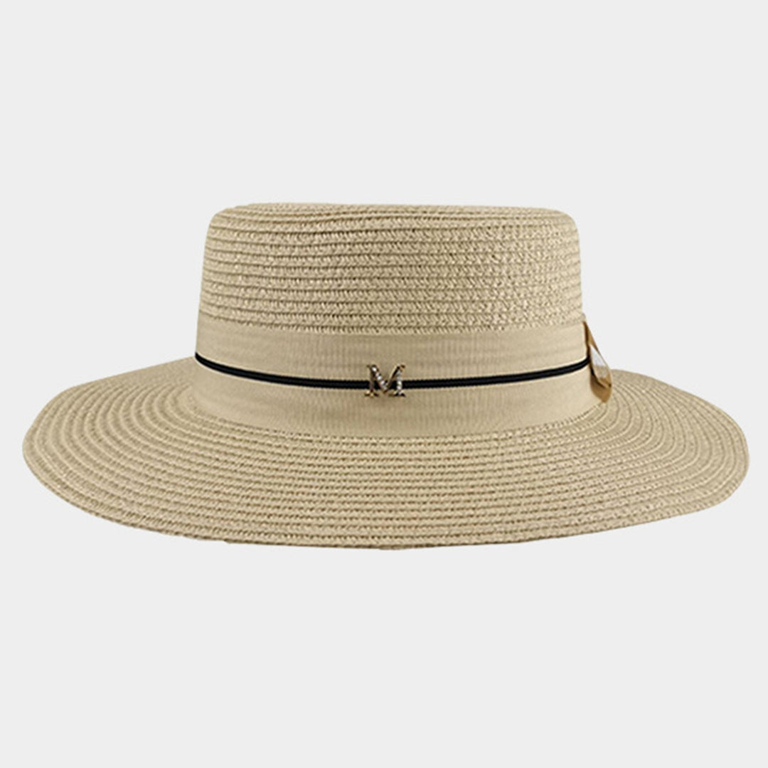 Wide Brim Letter M Decor Straw Hat Foldable Summer Women Beach Sun Hat Fashion Accessories Image 11