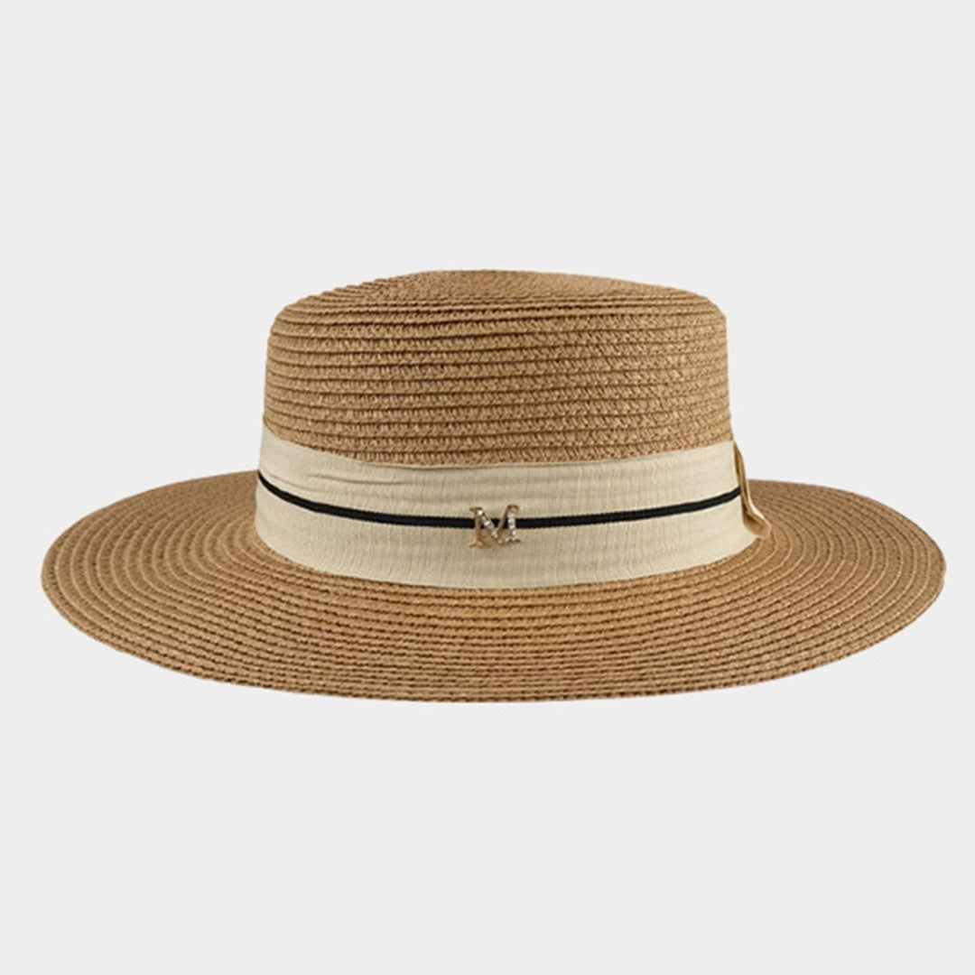 Wide Brim Letter M Decor Straw Hat Foldable Summer Women Beach Sun Hat Fashion Accessories Image 12