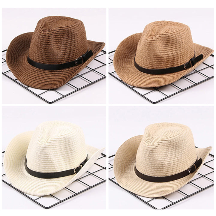 Hemming Wide Brim Belt Decor Adjustable Rope Hollow Straw Hat Summer Parent-child Jazz Hat Fashion Accessories Image 10