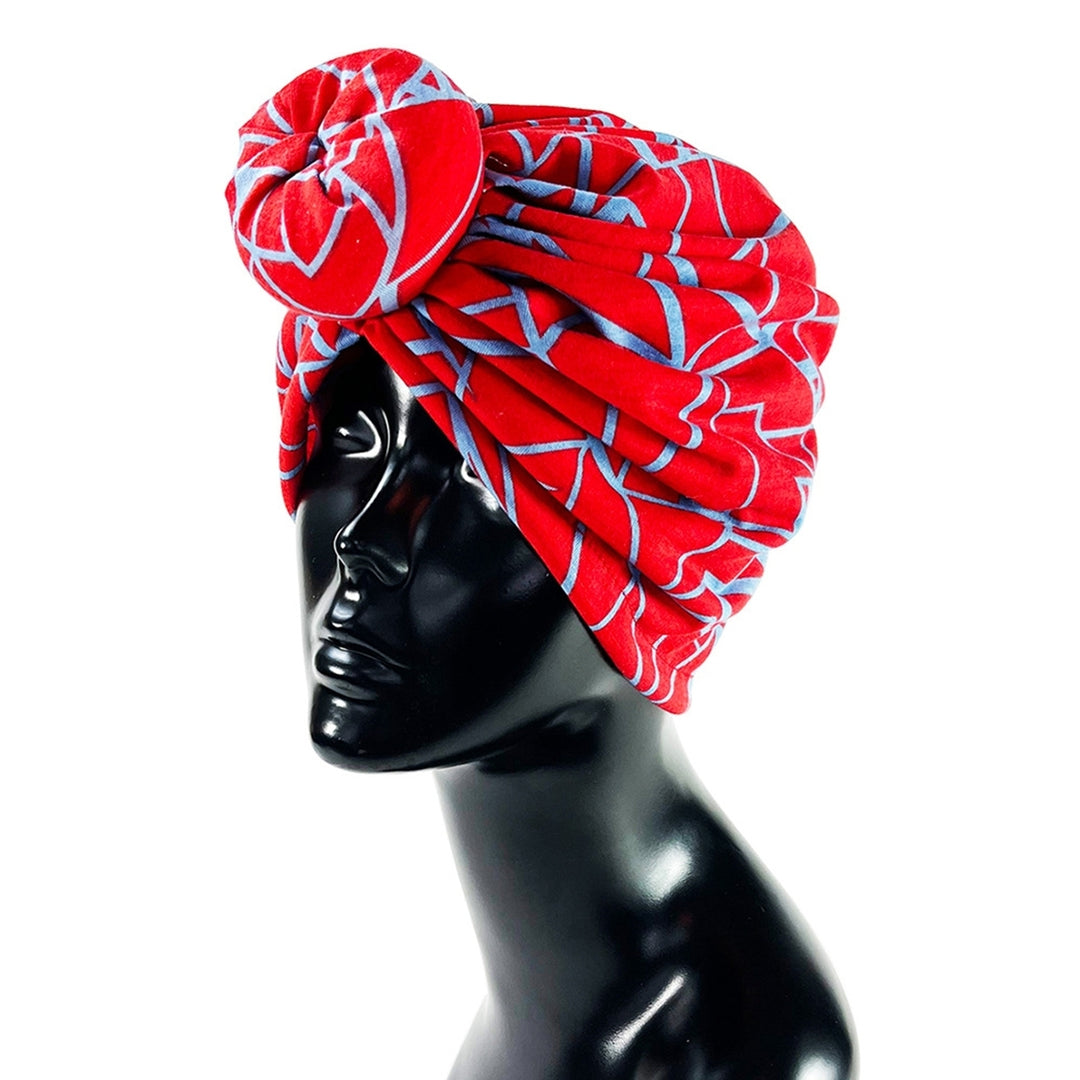 Women Head Wrap Knotted Elastic Adjustable Printing Washable Decorative Contrast Color Lady Head Cover African Hat Image 3