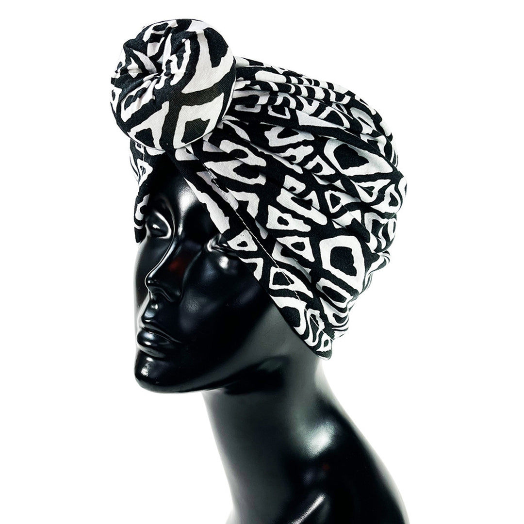 Women Head Wrap Knotted Elastic Adjustable Printing Washable Decorative Contrast Color Lady Head Cover African Hat Image 6