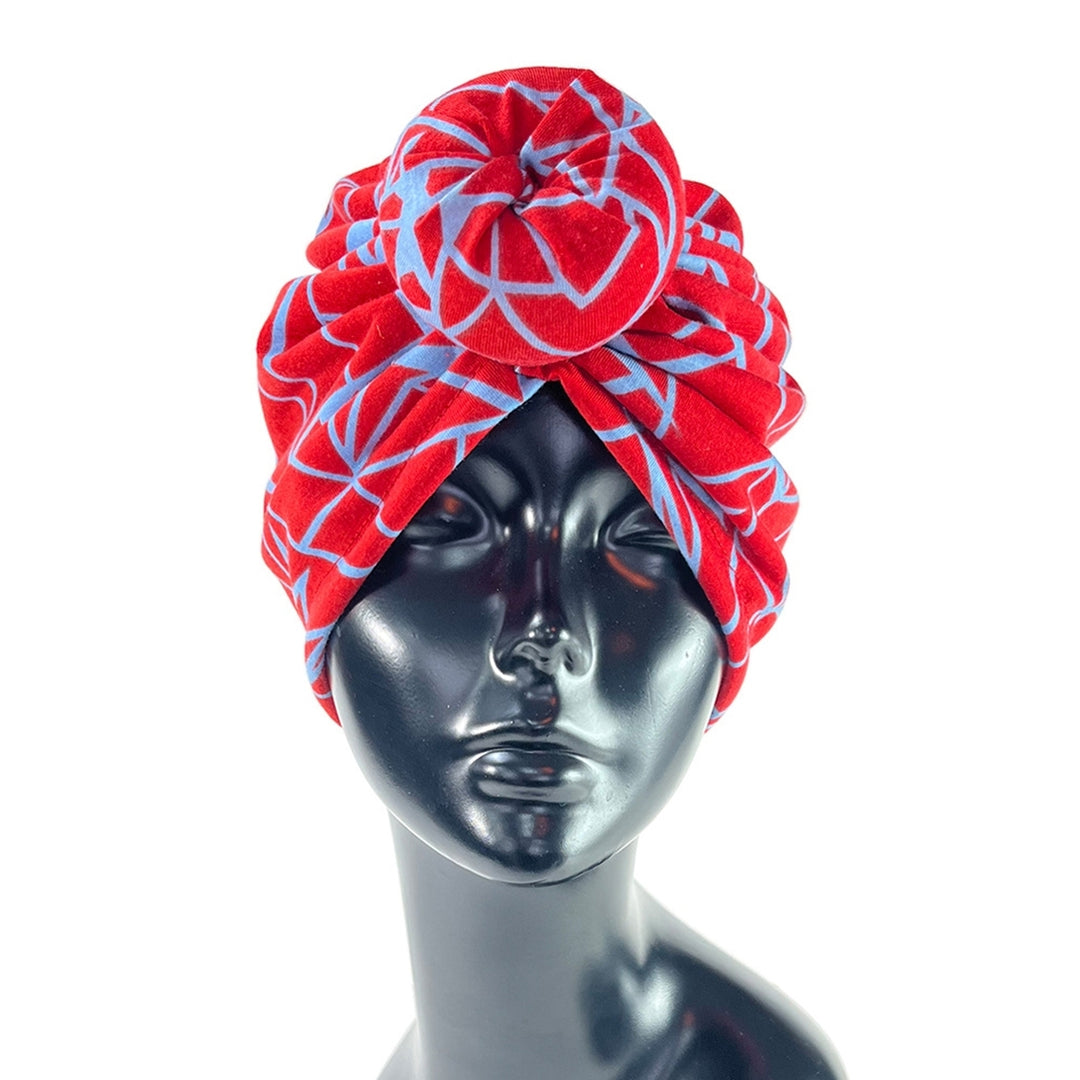 Women Head Wrap Knotted Elastic Adjustable Printing Washable Decorative Contrast Color Lady Head Cover African Hat Image 12