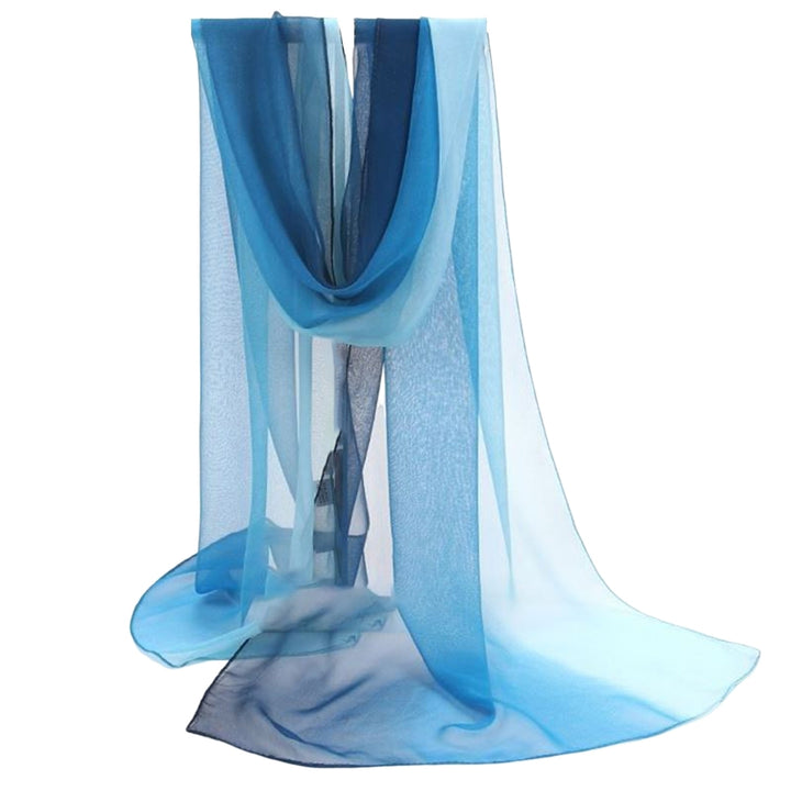 Sunscreen Ultrathin See-through Rectangle Chiffon Scarf Summer Gradient Color Long Shawl Costume Accessories Image 3