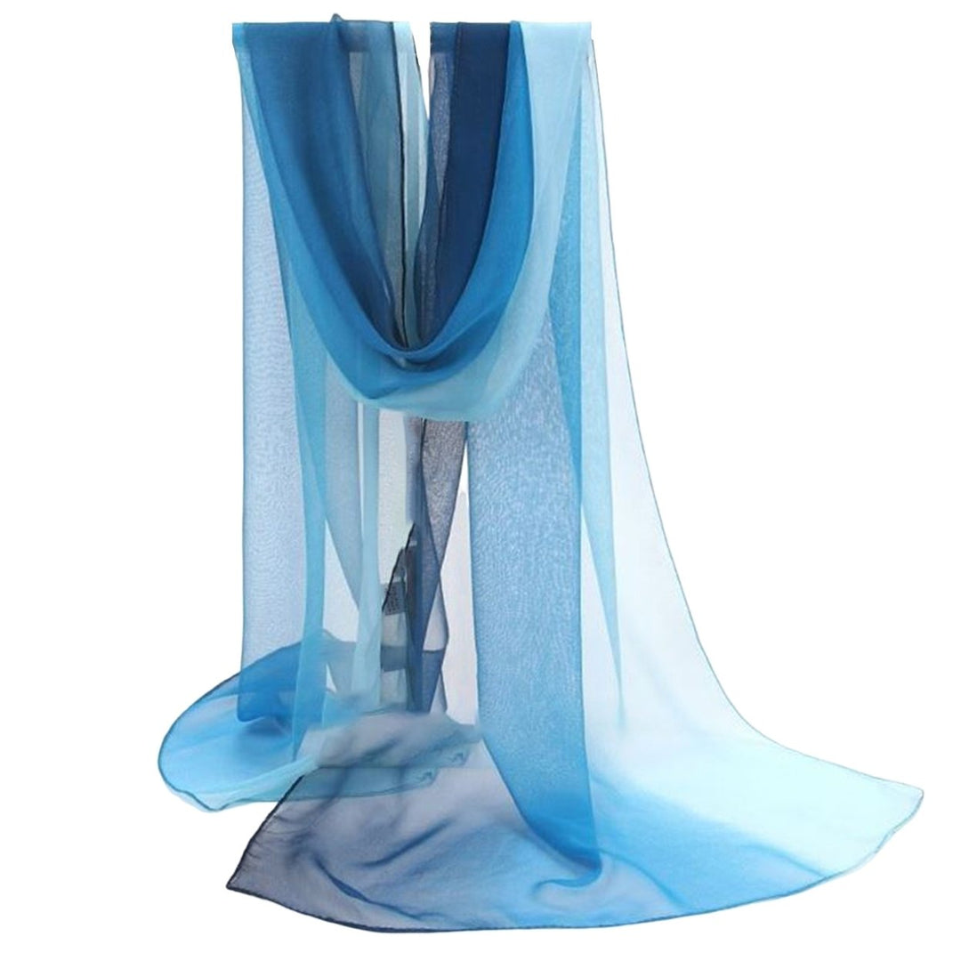 Sunscreen Ultrathin See-through Rectangle Chiffon Scarf Summer Gradient Color Long Shawl Costume Accessories Image 1