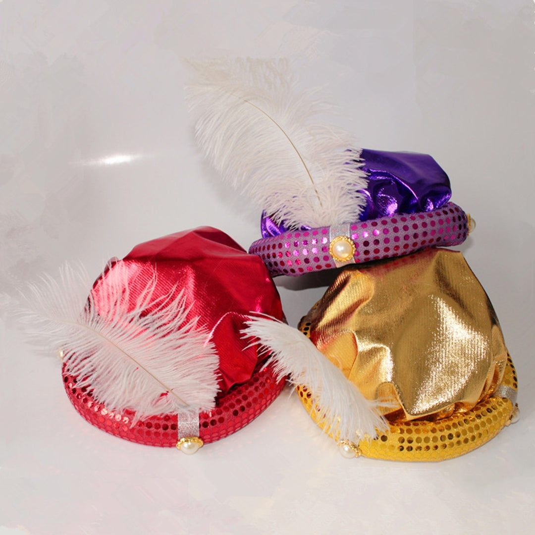 Easter Hat Shiny Sequin Feather Decor Faux Pearl Headwear Lightweight Cosplay Exquisite Masquerade Party Hat Performance Image 1