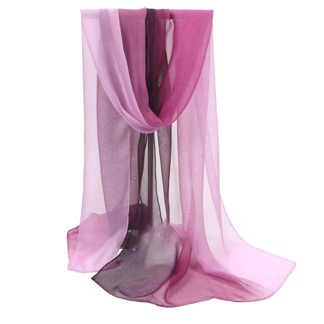 Sunscreen Ultrathin See-through Rectangle Chiffon Scarf Summer Gradient Color Long Shawl Costume Accessories Image 1