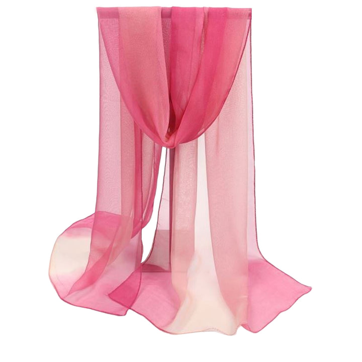 Sunscreen Ultrathin See-through Rectangle Chiffon Scarf Summer Gradient Color Long Shawl Costume Accessories Image 4