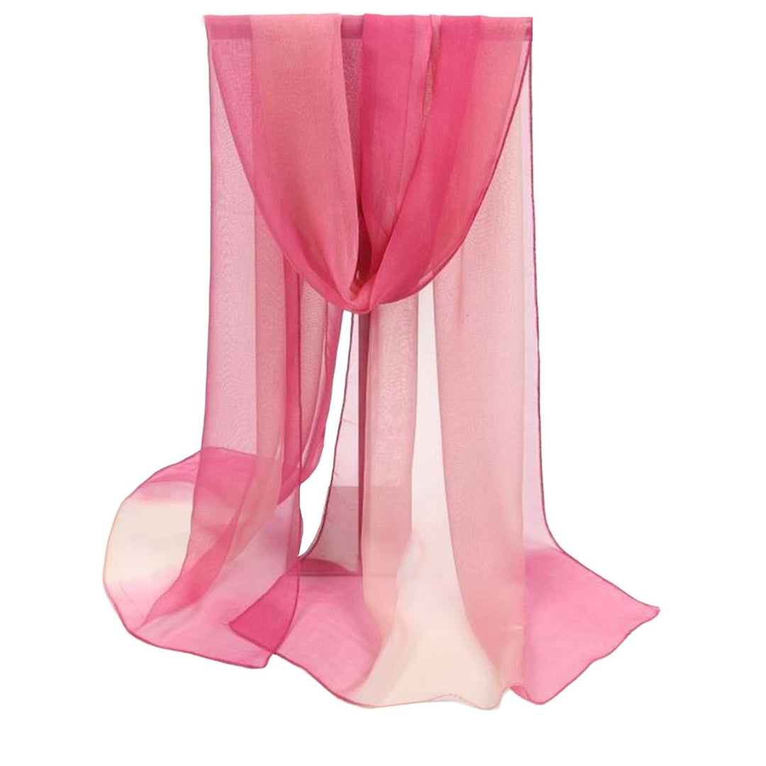 Sunscreen Ultrathin See-through Rectangle Chiffon Scarf Summer Gradient Color Long Shawl Costume Accessories Image 1