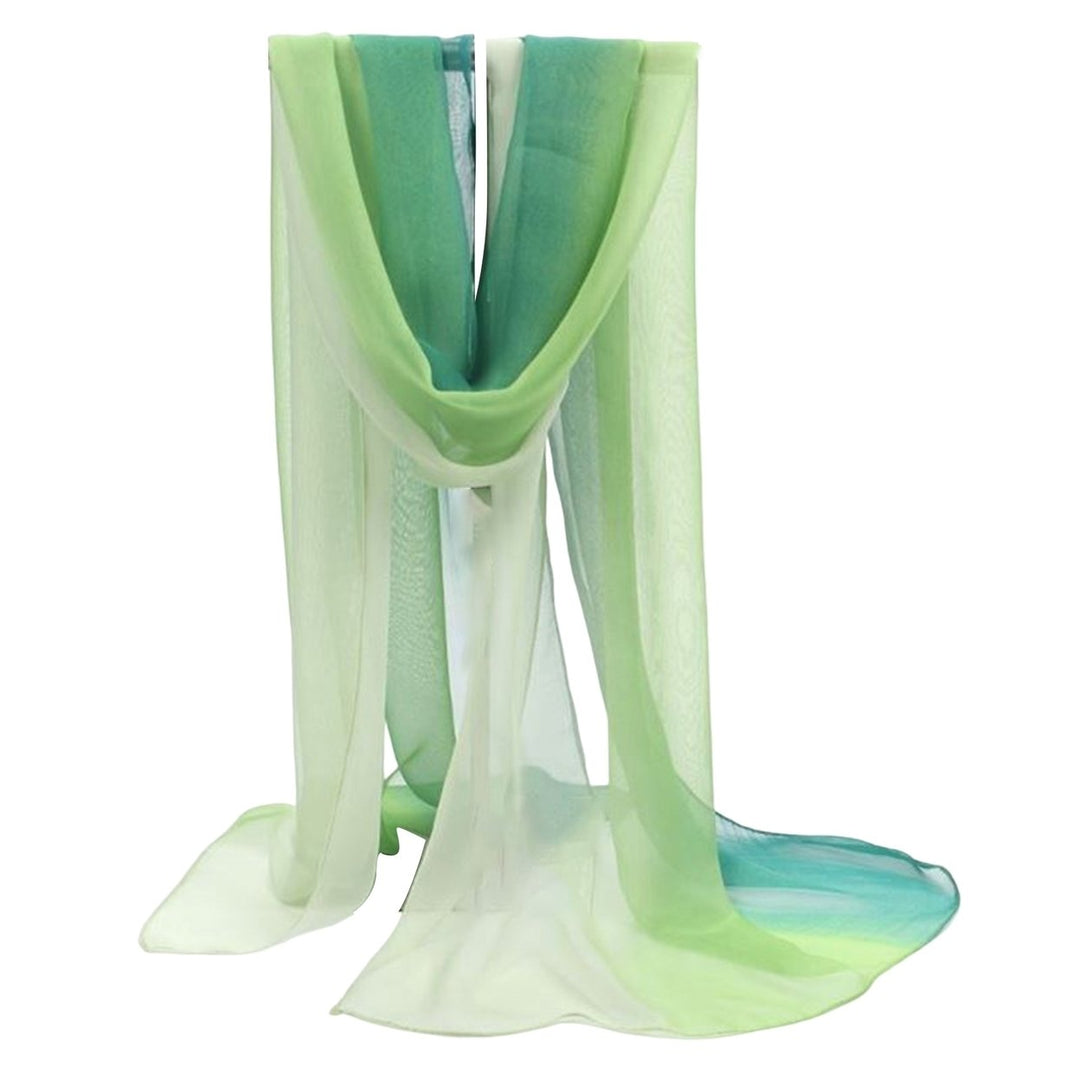 Sunscreen Ultrathin See-through Rectangle Chiffon Scarf Summer Gradient Color Long Shawl Costume Accessories Image 1