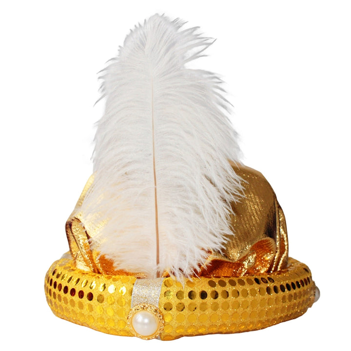 Easter Hat Shiny Sequin Feather Decor Faux Pearl Headwear Lightweight Cosplay Exquisite Masquerade Party Hat Performance Image 4