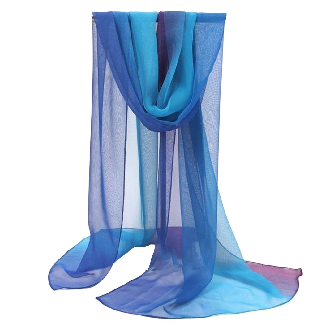 Sunscreen Ultrathin See-through Rectangle Chiffon Scarf Summer Gradient Color Long Shawl Costume Accessories Image 1