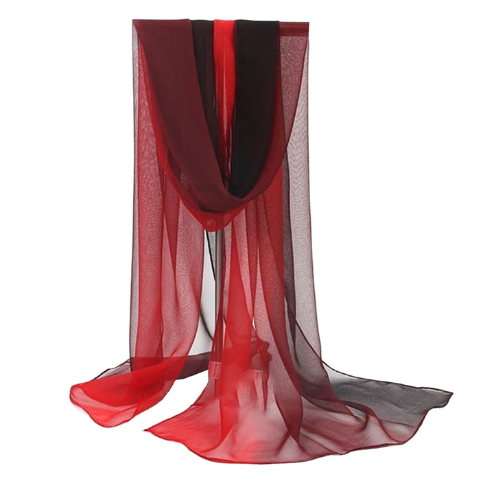 Sunscreen Ultrathin See-through Rectangle Chiffon Scarf Summer Gradient Color Long Shawl Costume Accessories Image 8