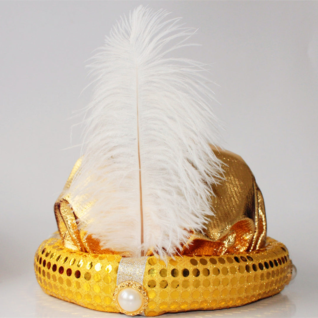 Easter Hat Shiny Sequin Feather Decor Faux Pearl Headwear Lightweight Cosplay Exquisite Masquerade Party Hat Performance Image 6