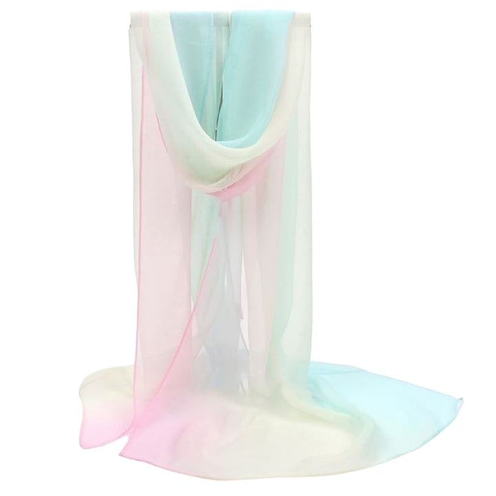 Sunscreen Ultrathin See-through Rectangle Chiffon Scarf Summer Gradient Color Long Shawl Costume Accessories Image 9