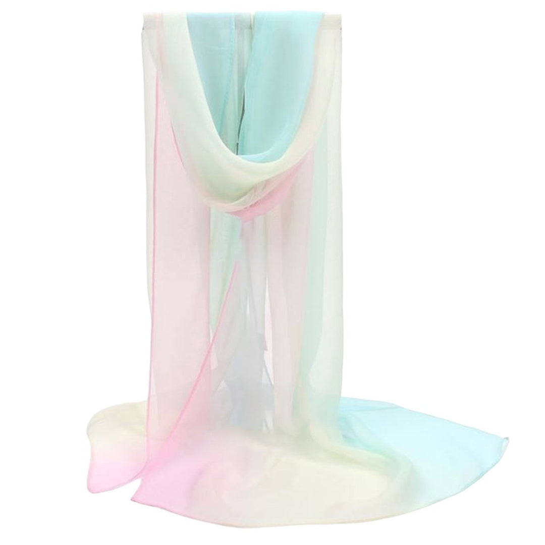 Sunscreen Ultrathin See-through Rectangle Chiffon Scarf Summer Gradient Color Long Shawl Costume Accessories Image 1