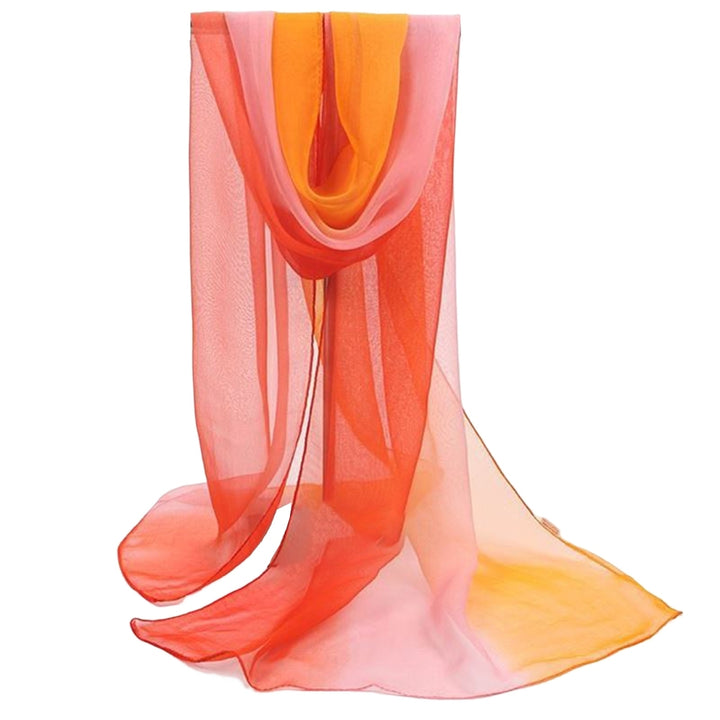 Sunscreen Ultrathin See-through Rectangle Chiffon Scarf Summer Gradient Color Long Shawl Costume Accessories Image 10