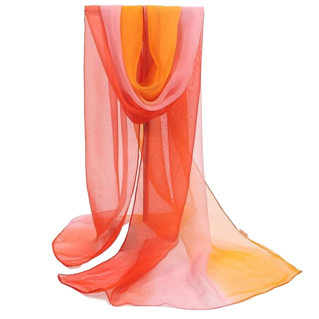 Sunscreen Ultrathin See-through Rectangle Chiffon Scarf Summer Gradient Color Long Shawl Costume Accessories Image 1