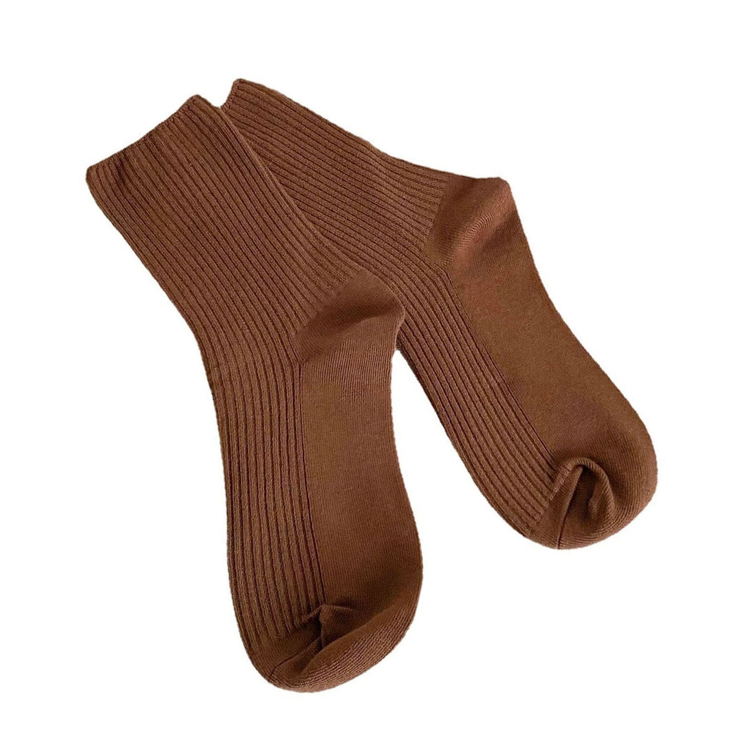 1 Pair Mid-tube Elastic Women Socks Casual Solid Color Ribbed Sports Socks Image 7