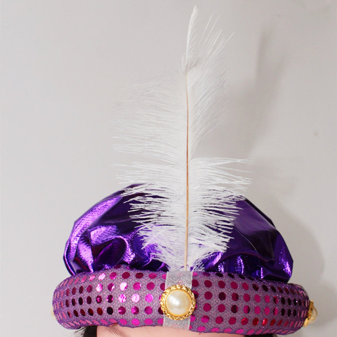 Easter Hat Shiny Sequin Feather Decor Faux Pearl Headwear Lightweight Cosplay Exquisite Masquerade Party Hat Performance Image 10