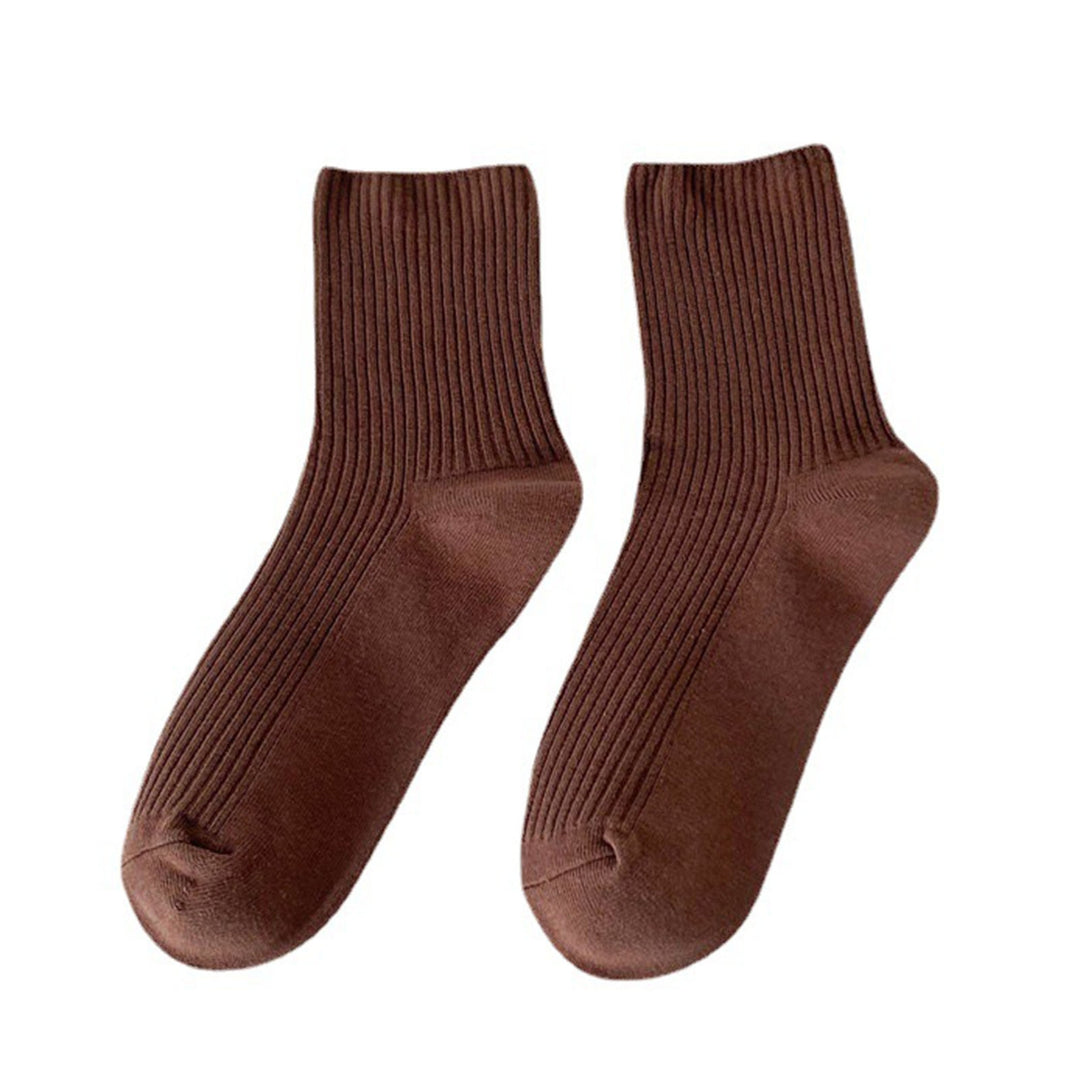 1 Pair Mid-tube Elastic Women Socks Casual Solid Color Ribbed Sports Socks Image 11